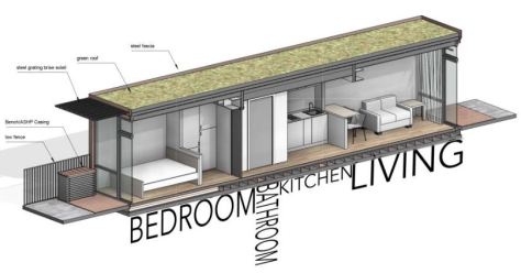 FBM Architects Vale of Aylesbury Housing Trust Container Low Cost Homes Cut Away View