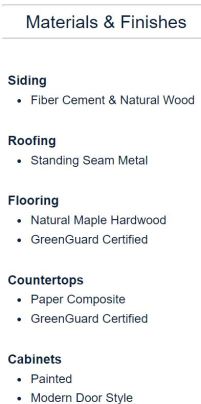 Module Design Homes Materials & Finish