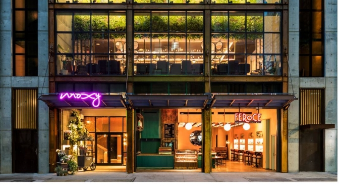 Future Of Hotels: Moxy NYC Chelsea Features “Stripped-Back” Chic Design, “Zany Bars” & Space Saving Affordability