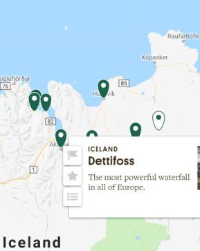 Dettifoss Waterfall Iceland Map