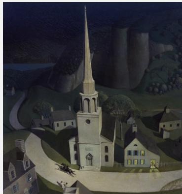 Grant Wood (1892−1942), Midnight Ride of Paul Revere, 1931. Oil on Masonite. Metropolitan Museum of Art