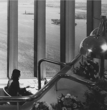 The view from Windows on the World, in this photo taken in 1977, included Governors Island and the Statue of Liberty Getty Images