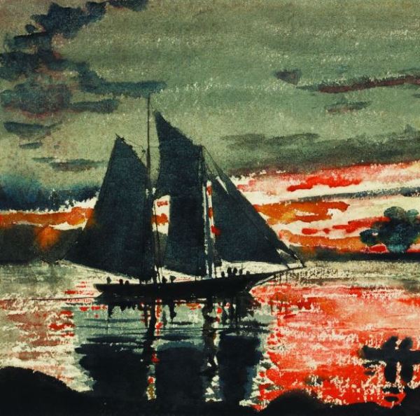 Winslow Homer’s Sunset Fires (1880) PHOTO THE WESTMORELAND MUSEUM OF AMERICAN ART