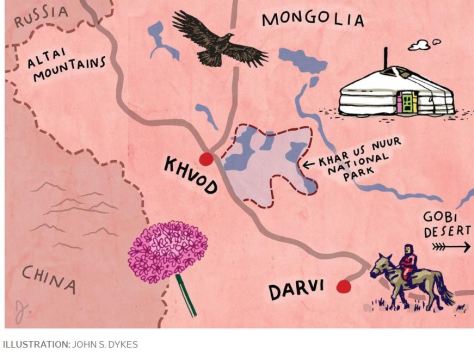 Khar Us Nuur National Park - Wall Street Journal Illustration by JOHN S. DYKES