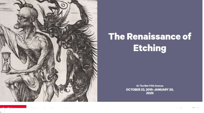 Museum Exhibitions: “The Renaissance Of Etching” At The Metropolitan Museum Thru Jan. 20, 2020
