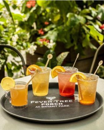 A collection of mixed drinks at the new Fever-Tree Porch at Bryant ParkANTHONY DEEYING
