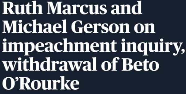 Ruth Marcus and Michael Gerson PBS Newshour Nov 1 2019