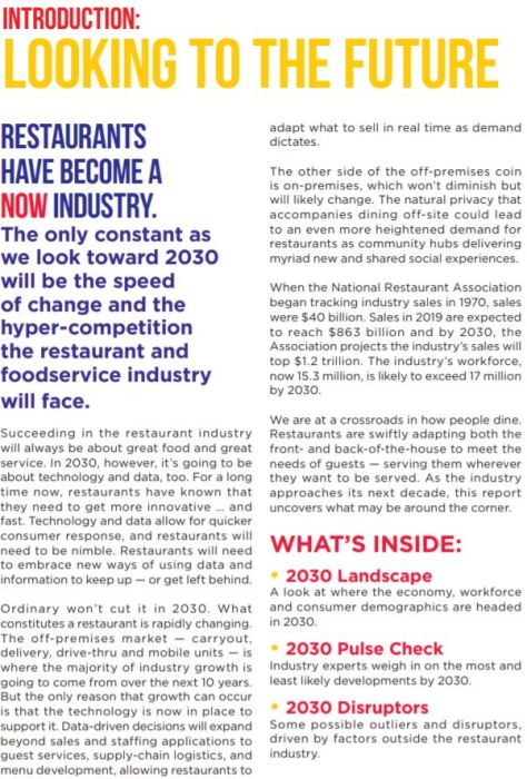 National Restaurant Association 2030 Restaurant Report