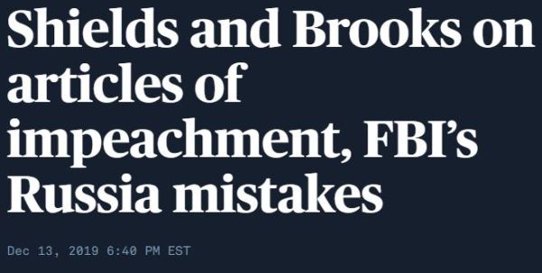 Shields and Brooks political podcast Dec 13 2019