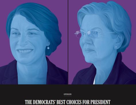 NY Times Endorse Amy Klobuchar and Elizabeth Warren for Democratic Presidential Candidate