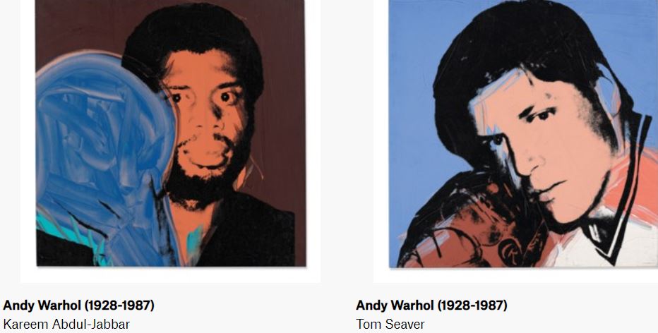 Andy Warhol Athletes paintngs Kareem Abdul-Jabbar &amp; Tom Seaver Christie's Magazine February 2020