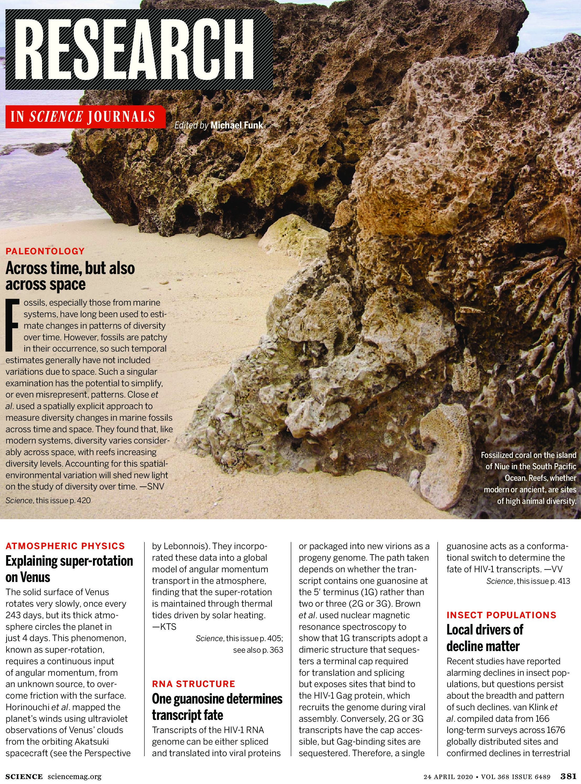 Science Magazine Research Highlights April 24 2020