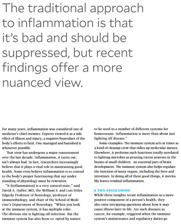 Inflammation - Part Hero Part Villain - Yale Medicine May 2020 page 1 article
