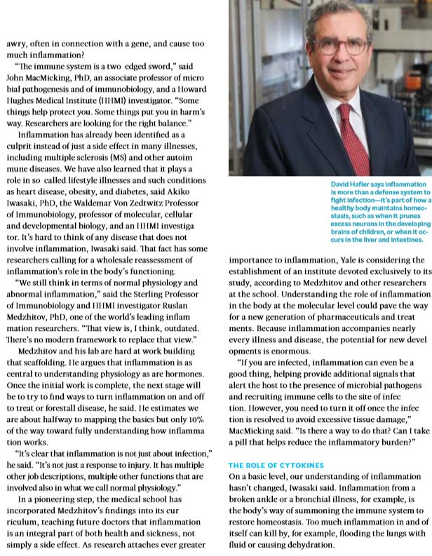 Inflammation - Part Hero Part Villain - Yale Medicine May 2020 page 2 article