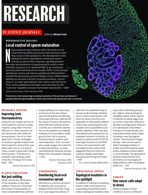 SCIENCE MAGAZINE RESEARCH HIGHLIGHTS - JUNE 5 2020