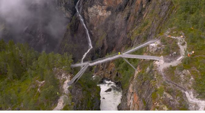 Travel Videos: “Step Bridge At Vøringsfossen” Over Norway’s Best Waterfall