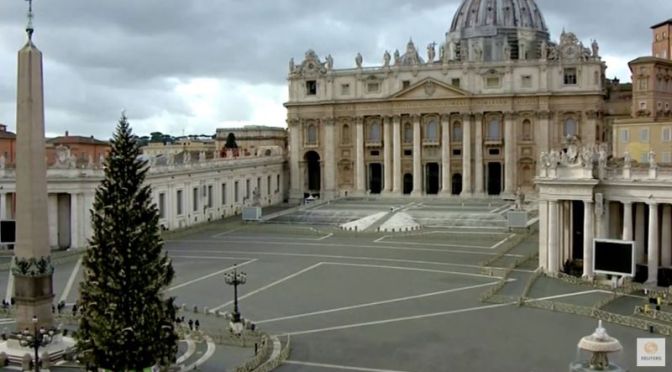 Christmas 2020: An Empty ‘St. Peter’s Square’ In The  Vatican City, Italy (Video)