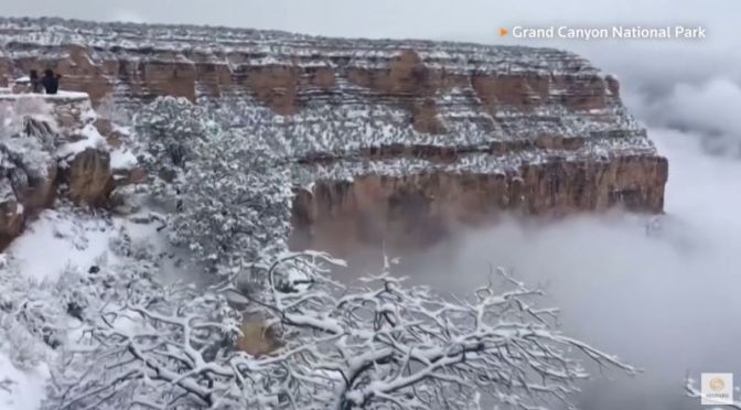 Winter Views: Clouds Fill Snow-Covered Grand Canyon In Arizona (Video)