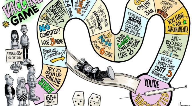 Covid Cartoons: ‘The Wait For Vaccines’ (Feb 2021)