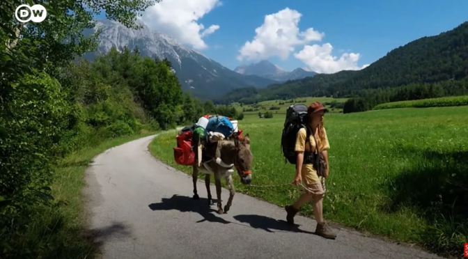 Views: German Actress Hikes Alps With A Donkey