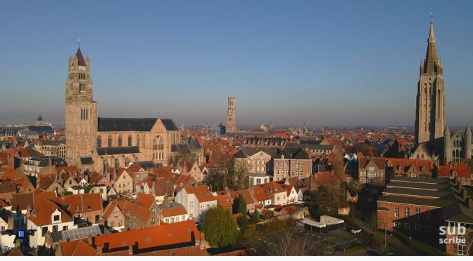 Aerial Views: Bruges In Northwest Belgium (4K)