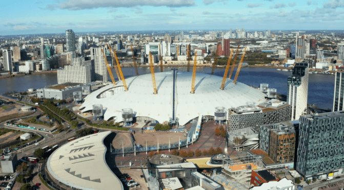 Aerial Views: Greenwich In Southeast England (4K)